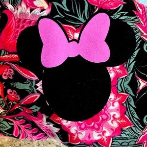 Pink & Black Floral Disney Lularoe TC Leggings Cute Minnie Mouse Ears Design